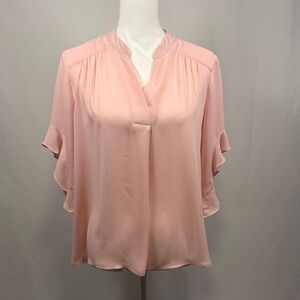 Women’s Flutter Sleeve Blouse in Soft Pink Size PL